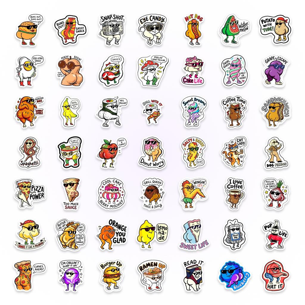 50 Humorous Butt Stickers Cute Funny Funny Flavor Material Decorative Waterproof Graffiti Stickers