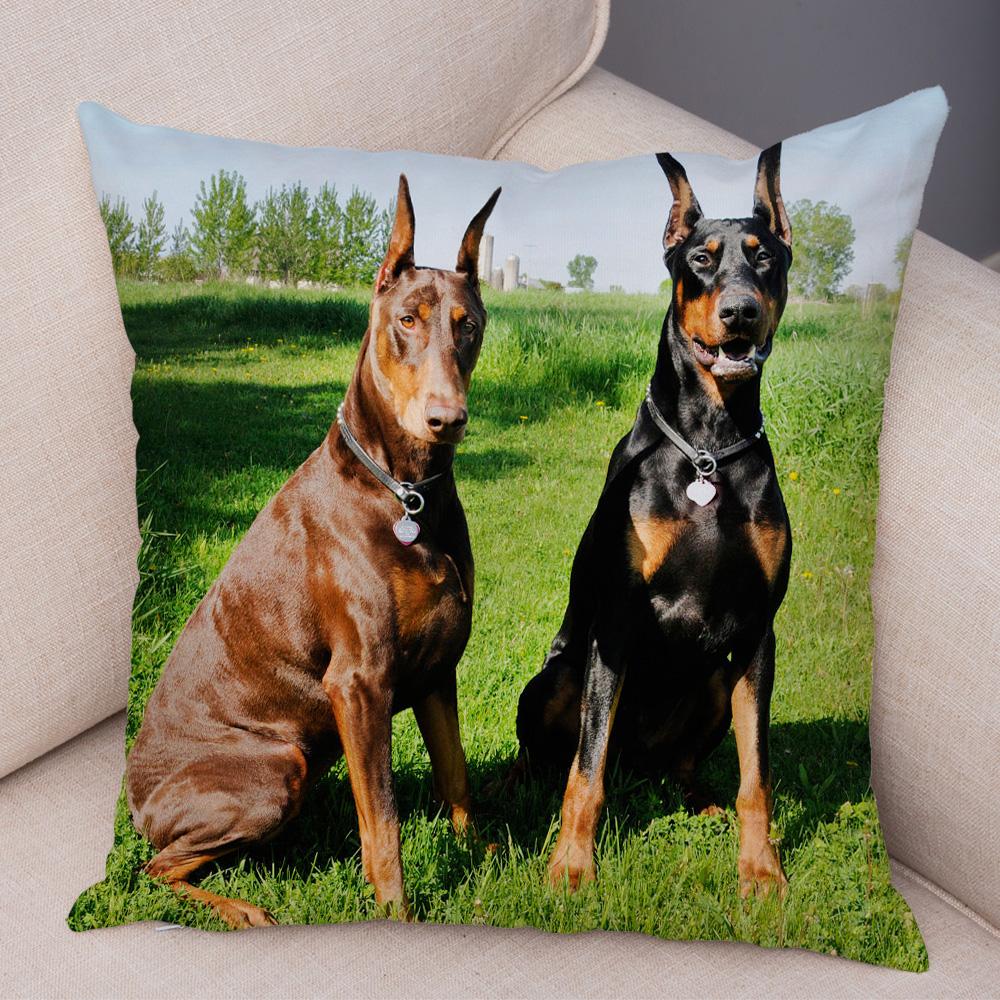 Doberman Pinscher Cushion Cover Both Sided Print Decor Pet Dog Animal Pillow Case for Car Sofa Home Soft Plush Throw Pillowcase
