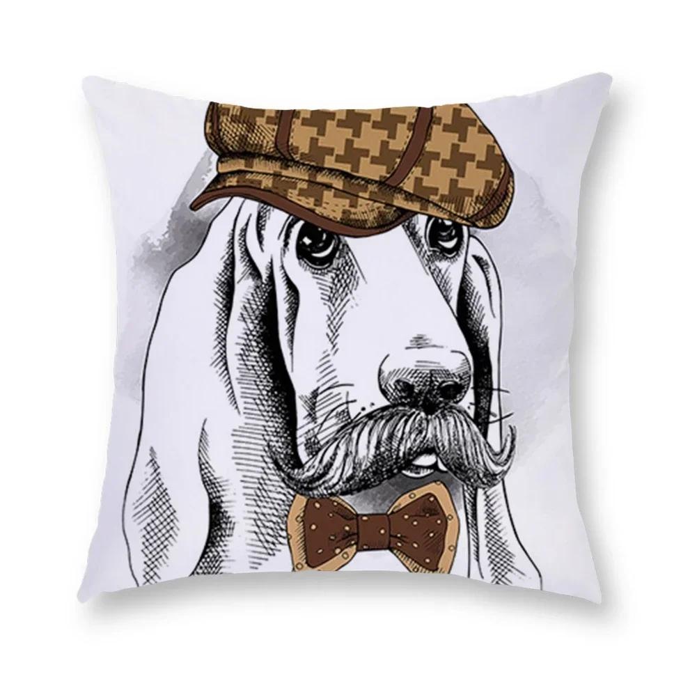 Cartoon Dog Cushion Cover Digital Print Pillowcase Decorative Car Living Room Sofa 45*45Cm