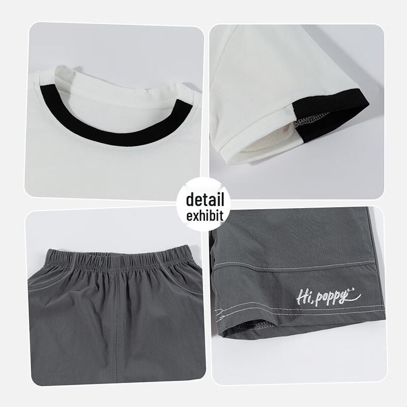Boy's Summer Casual Short Sleeve & Five-Point Pants Set