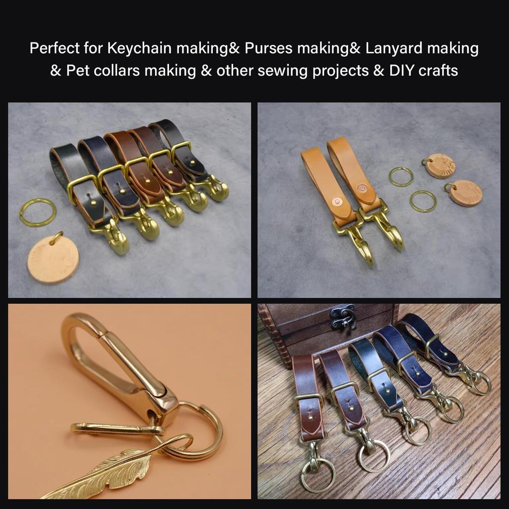 WUTA Brass Keychain with Rotating Snap for DIY Leather and More 5-Piece Hooks, 12mm, Crafts, Crafts,