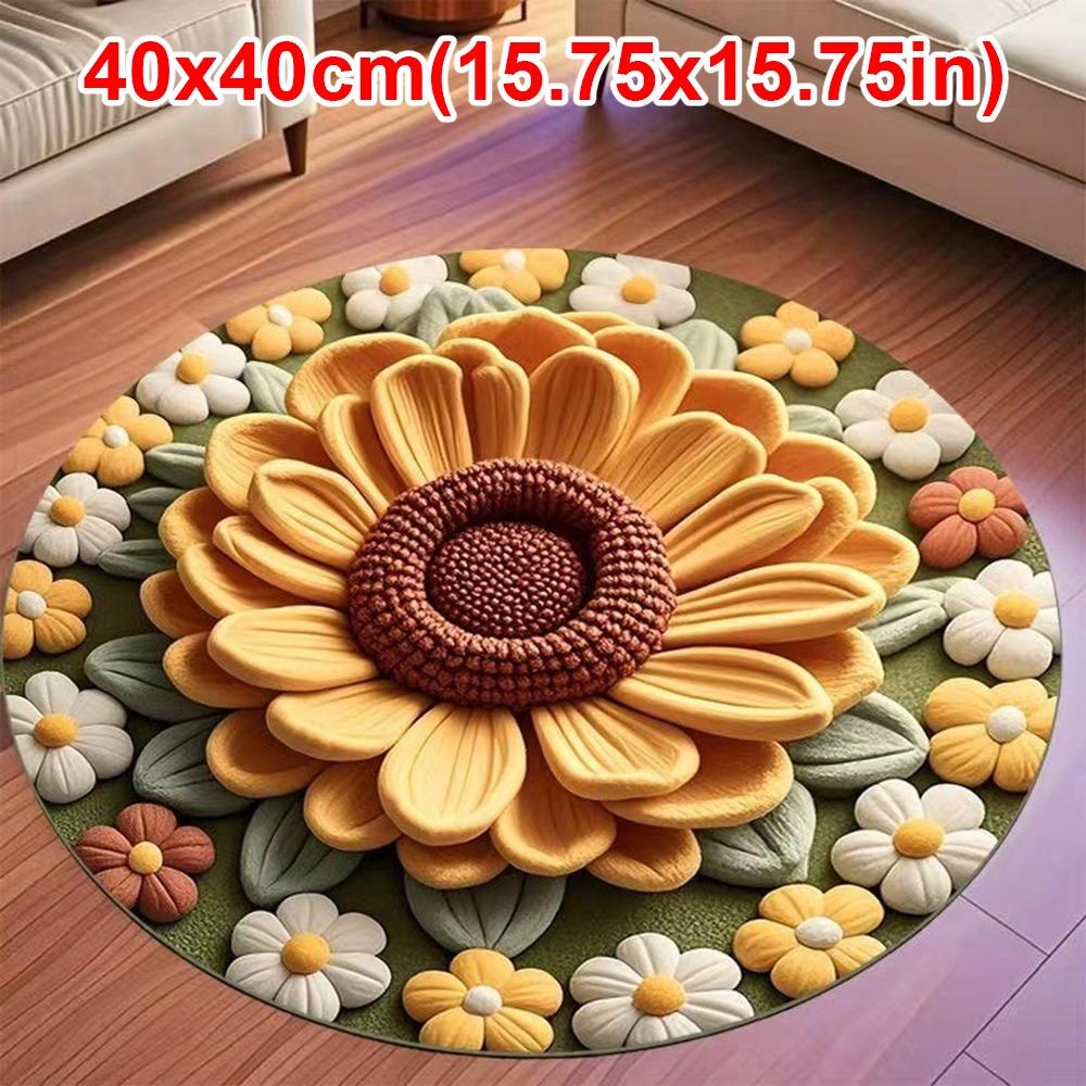 

Absorbent Flower Carpet Non-slip Bathroom Floor Mat for Living Room Tea Table Bedside Style 3 -40x40cm