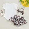 Baby Girl Summer Outfits Letter Baseball Print Short Sleeve Romper Skorts Headband 3Pcs Clothes Set
