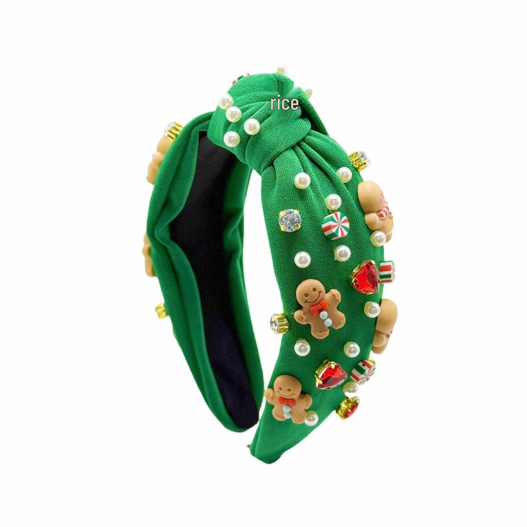 2025 Christmas Gingerbread Rhinestone Headband: High-Quality European & American Style Hair Accessory