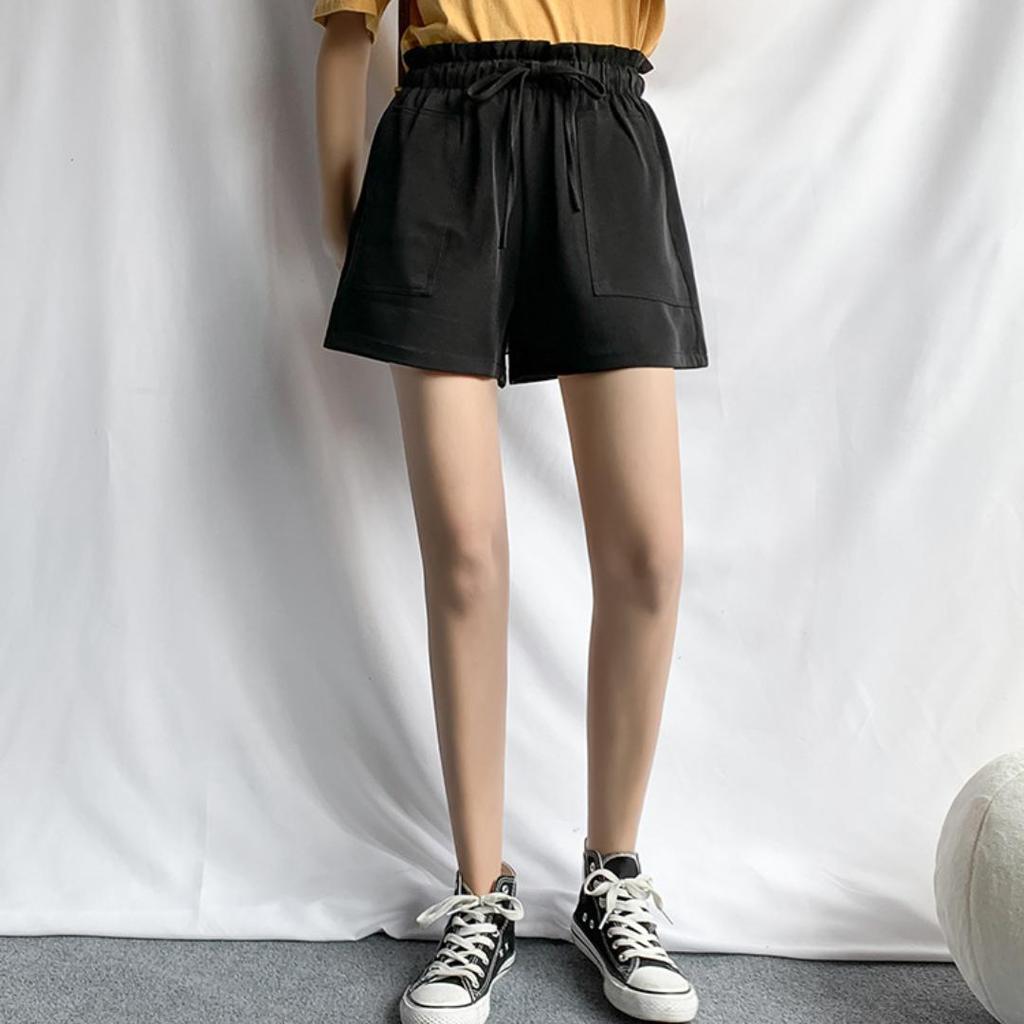 Summer Elegant High Waist Shorts Women Casual Solid Wide Leg Loose Short Pants Bottom Pocket Trousers A-line Pants