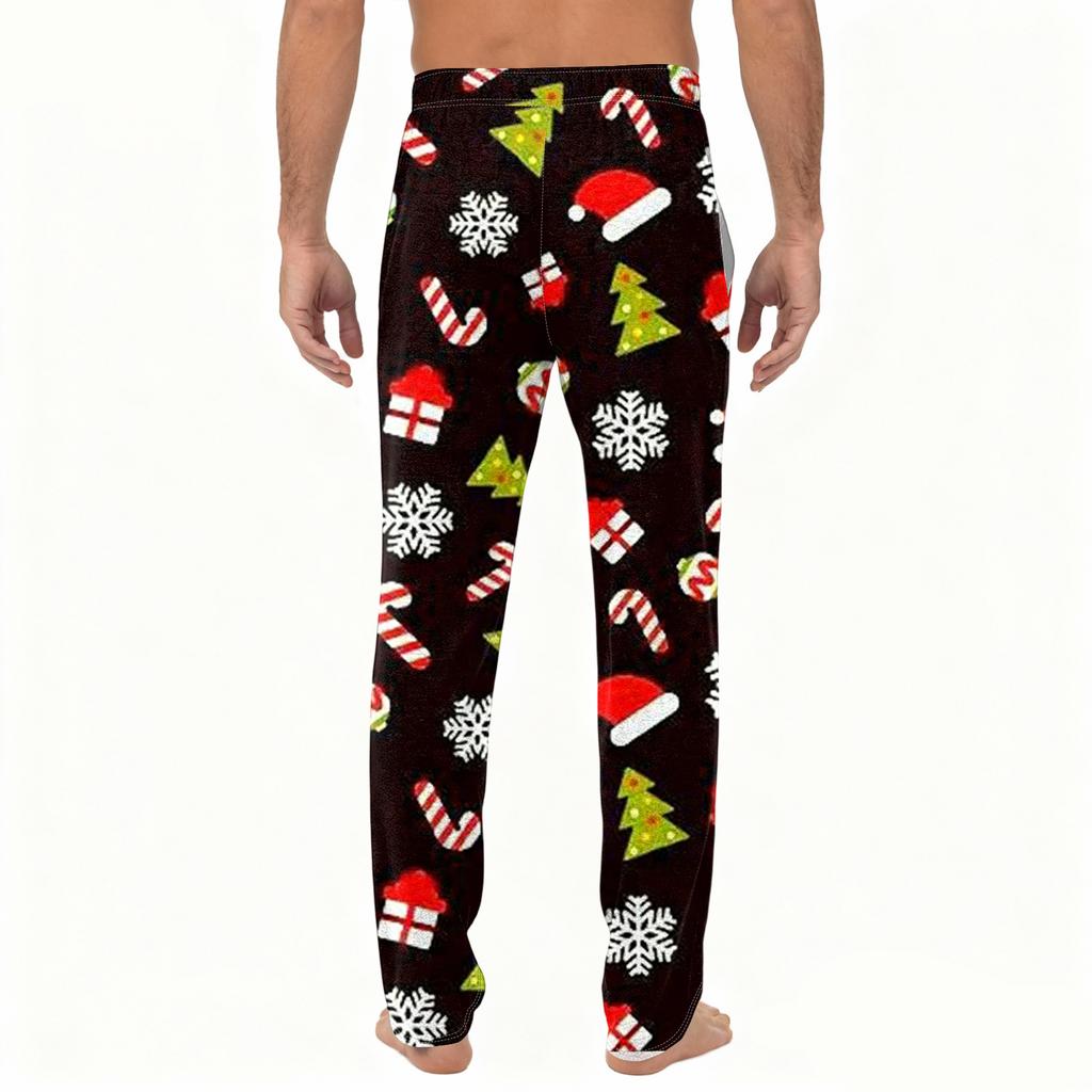 Men's Plain Knit Solid Pocket Casual Pants Home Pajama Pants