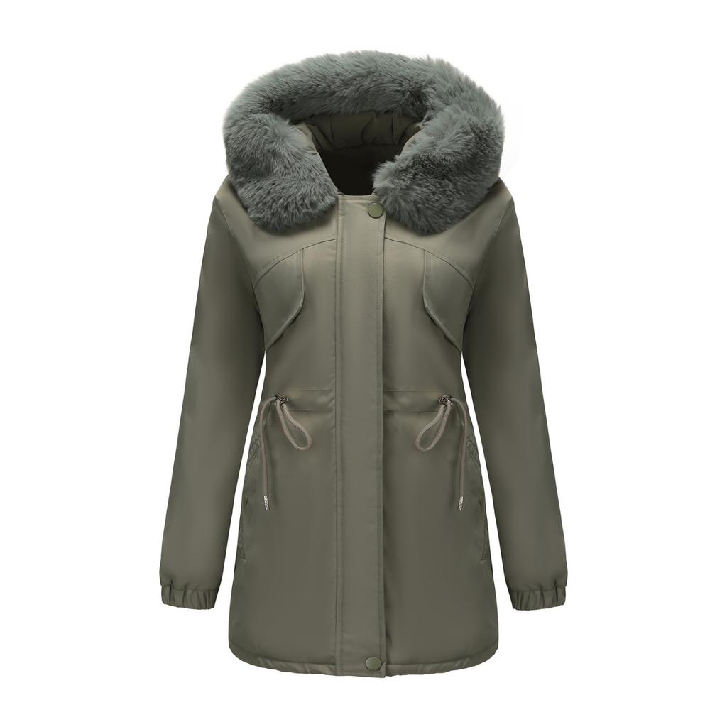 Women's Hooded Coat Ladies Winter Cotton Coat Thickened Warm Jacket