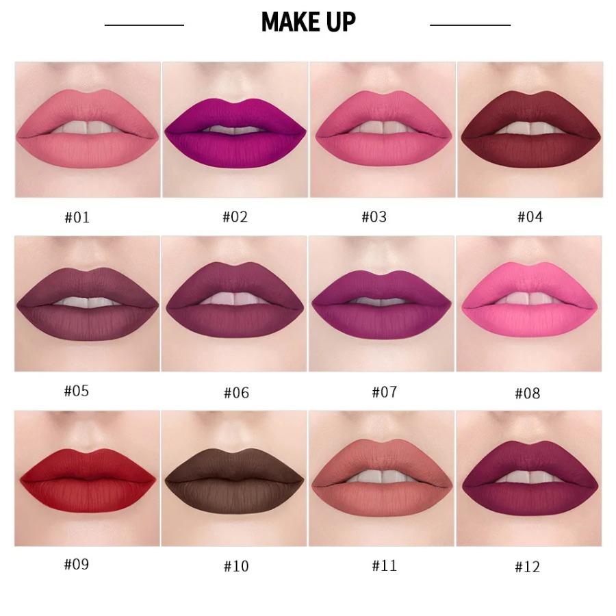 HANDAIYAN 12-color Matte Velvet Lipstick Long-lasting Waterproof Non-stick Cup Does Not Fall Color Lipstick Lipstick