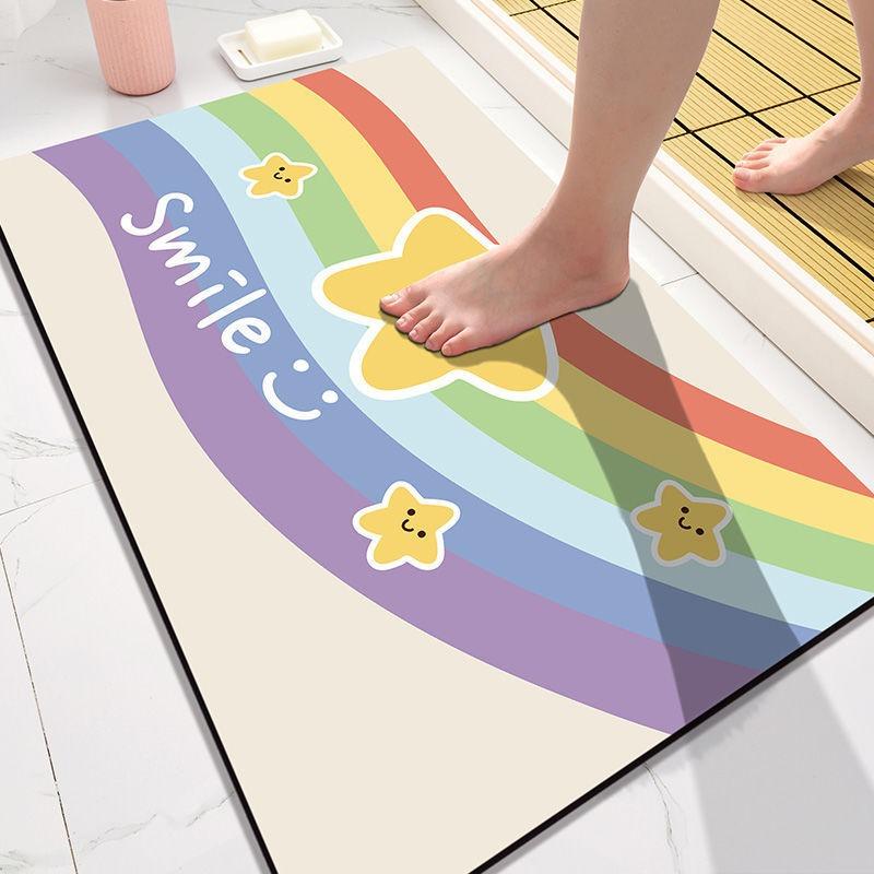 

Rainbow Cartoon Door Mat Diatom Mud Super Absorbent Bathroom Floor Doormat Kitchen Rug Non Slip Entrance Carpets Home Decoration 40x60cm Diatom mud