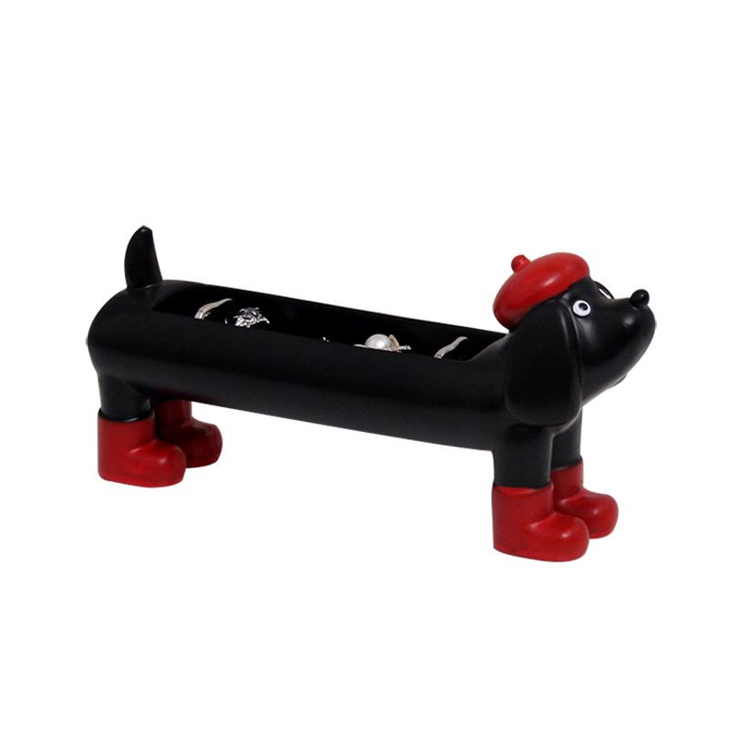 Generic Cute Dachshund Jewelry Holder Sponge Ring Earring Display Stand Desktop Storage Organizer Decorative Tray Gift For Girls