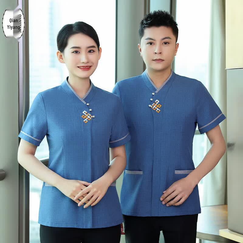 Qian Yiyang Summer Short-Sleeve Cleaning Work Shirt 3XL