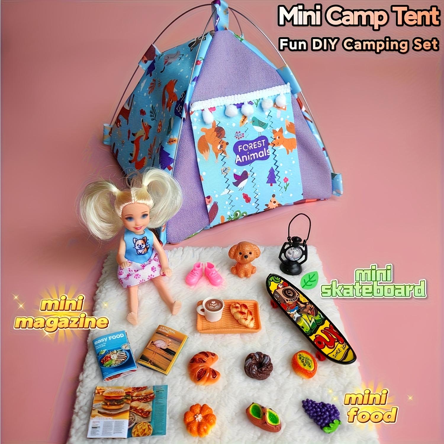 

5-inch Doll Tent Camping Series Color Box Set Fashionable Cute Mini Carpet Food Bread Coffee Pet Accessories Toy DIY Kid Friendly Entertaining Fun