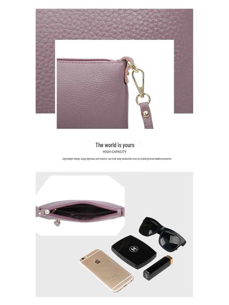 Women's Genuine Leather Crossbody Clutch - Small Top Layer Cowhide Phone Bag