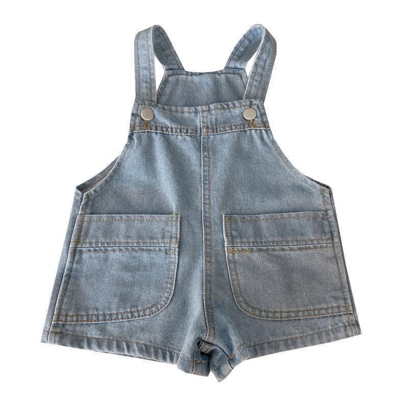 Trendy Summer Denim Overall Outfit For Girls With Stylish Sleeveless Design And Comfortable Cotton Fabric