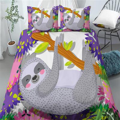Lussuoso Set Copripiumino 2/3 Pezzi con Stampa 3D di Bradipo Confortevole Federa Biancheria da Letto per la Casa Taglia UE/USA/AU