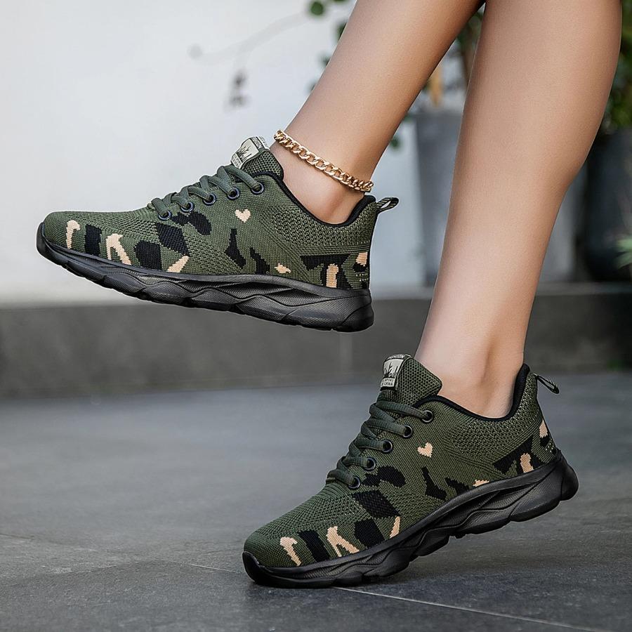 Laufschuhe Damen Schnürung Lässig Leicht Dicke Sohle Plateau-Schuhe Zapatillas De Mujer Walking-Sneaker Damenschuhe Tênis