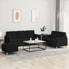Vidaxl 3-Piece Lounge Set With Cushions, Black, Fabric