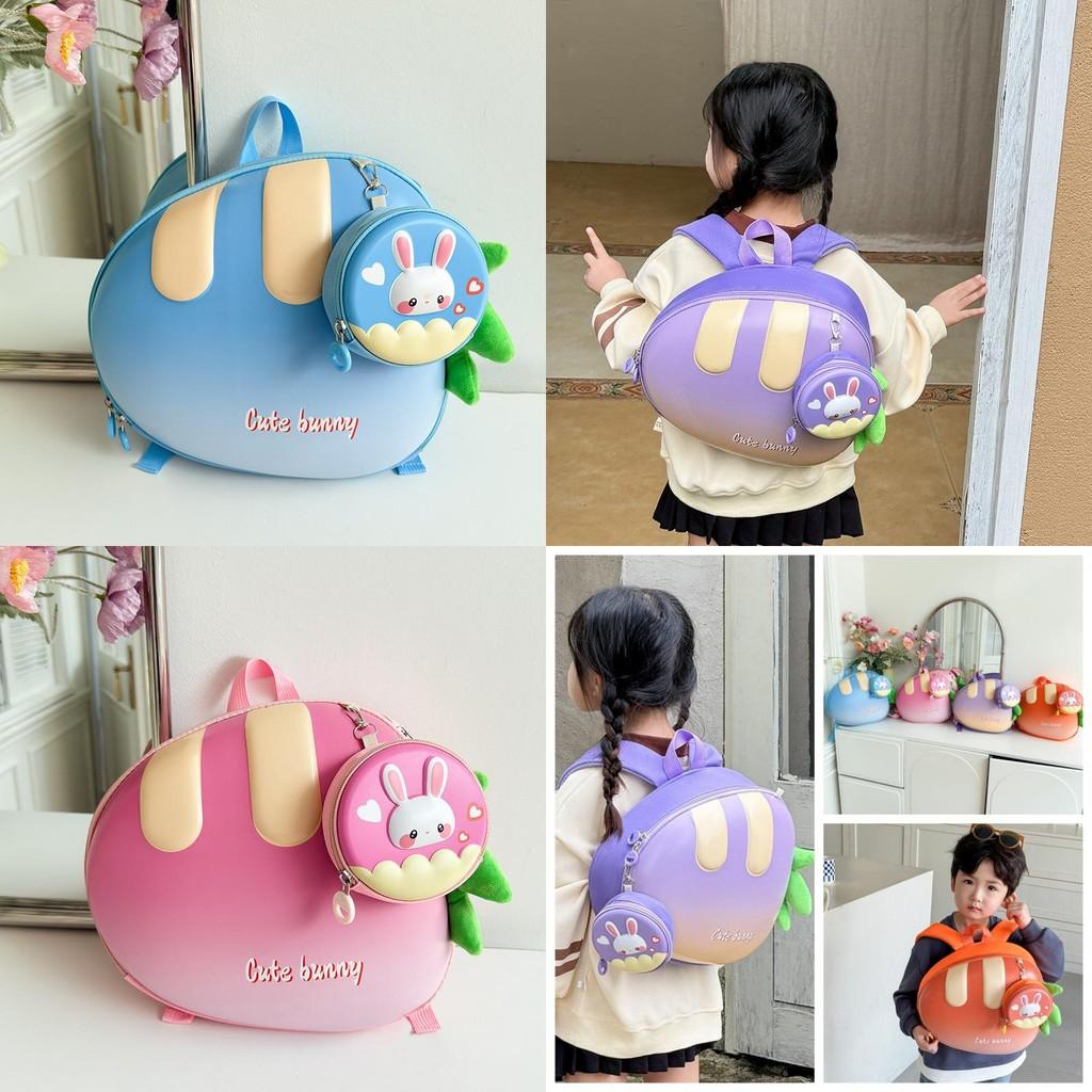 Joyful Eye-catching Carrot Design Kids Backpack For School With Breathable Oxford Material Playful Style