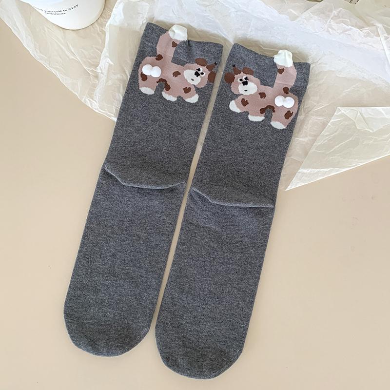 

1pair Cartoon Skin-Friendly Print Warm Egg Dog Socks Comfortable Colorful Lightweight Feel Multi-element Breathable Daily Cute 1PCS