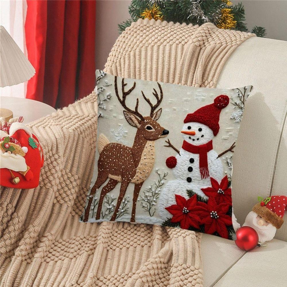 45x45cm Throw Cushion Cover Linen Pillow Case New Christmas Pillow Cover  Living Room
