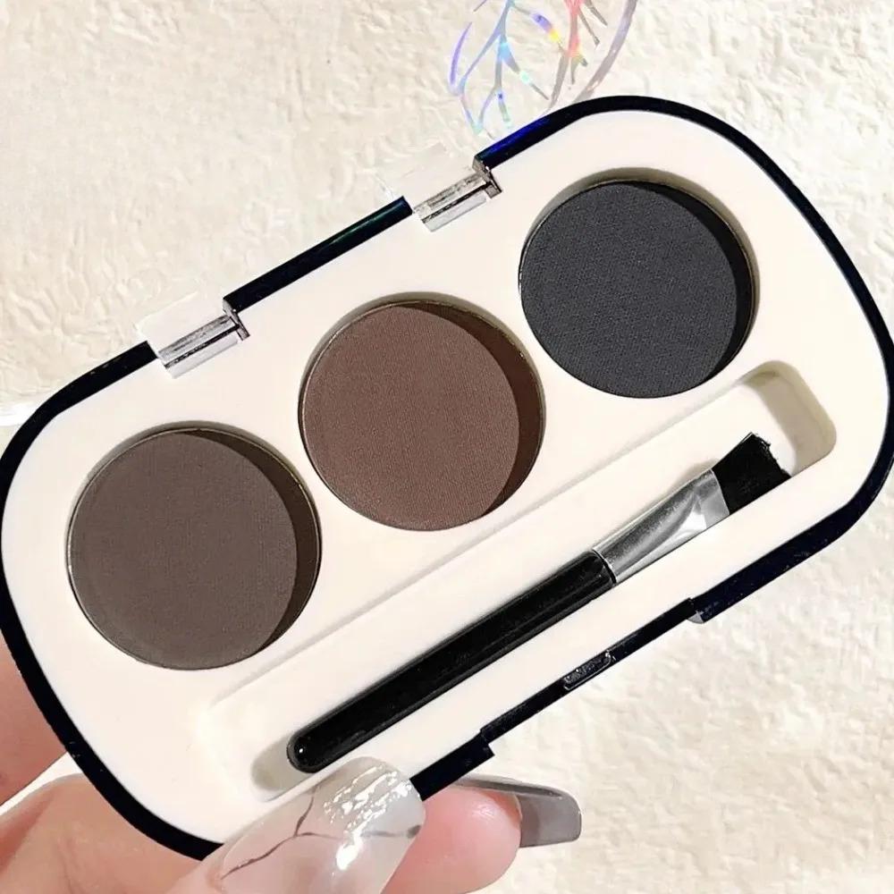 Eyebrow Powder Palette with Eyebrow Brush, Waterproof and Sweatproof Natural Color Rendering 3-color Eyebrow Powder Long Lasting