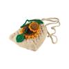 Drawstring Sunflower Shoulder Bag Knitted Sunflower Knitted Bag Handwoven Knit Bag  Girl Gift