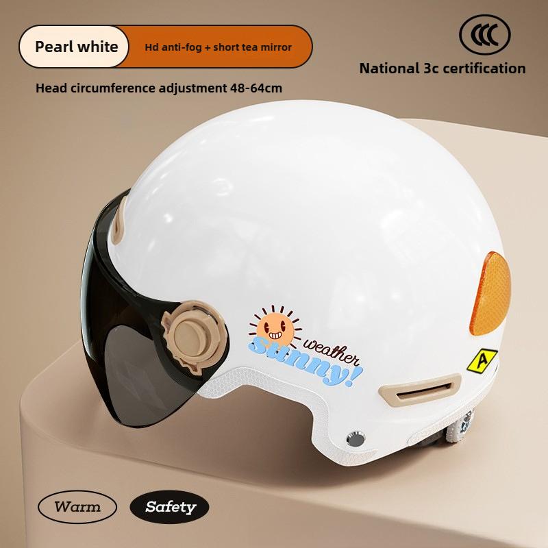 Motorcycle Electric Car Helmet, Ear Protectors, Universal In All Seasons, Battery Car Safety Helmet, Half Helmet