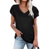 Solid-Color V-neck Short-Sleeve T-shirt Solid V-neck Short sleeve Overfit t-shirt Women