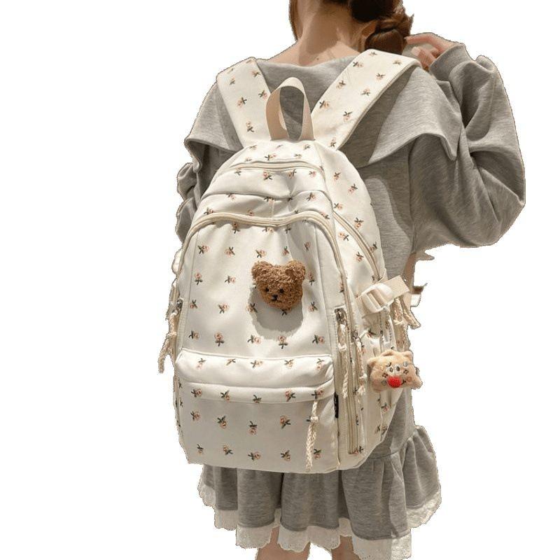 Schoolbag Japanese backpack female simple Korean large-capacity schoolbag floral cute girl backpack junior high school bag