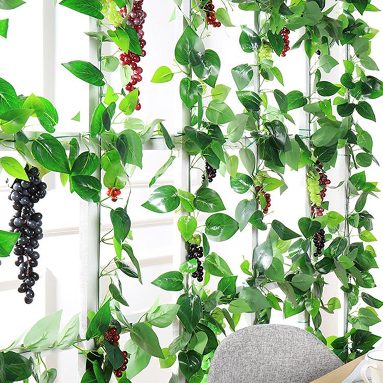 Green Leaf Rattan Grape Decorative Artificial Vine for Balcony & AC Pipe Cover