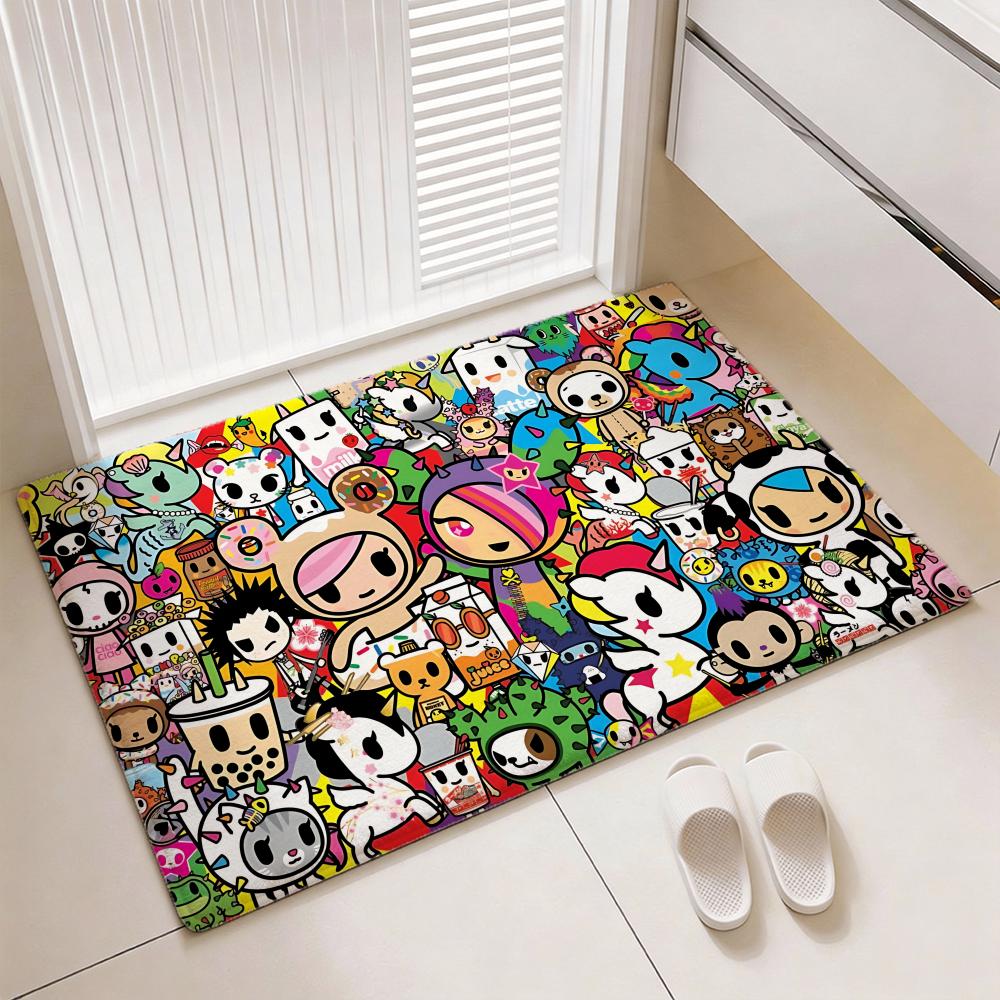 Kawaii Lifestyle Brand T-tokidokis Floor Mat Soft Thickened Flannel Door Mat Non-Slip Living Room Rug Home Decor