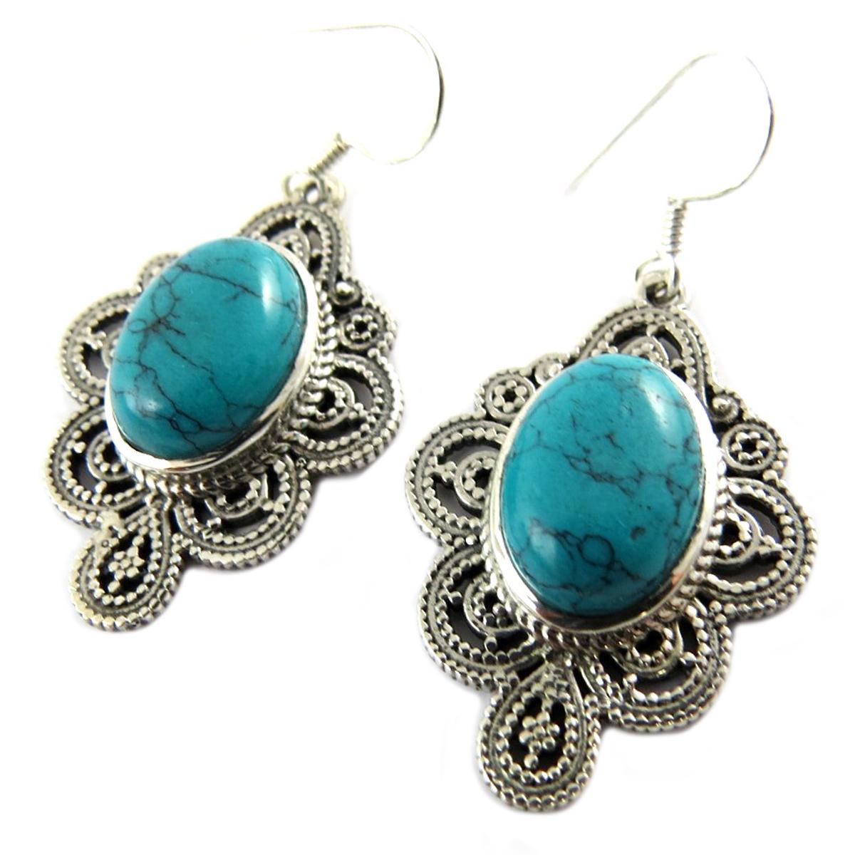 

Les Trésors De Lily [P7098] - Серебряные серьги с бирюзой Heaven - 30x22 мм