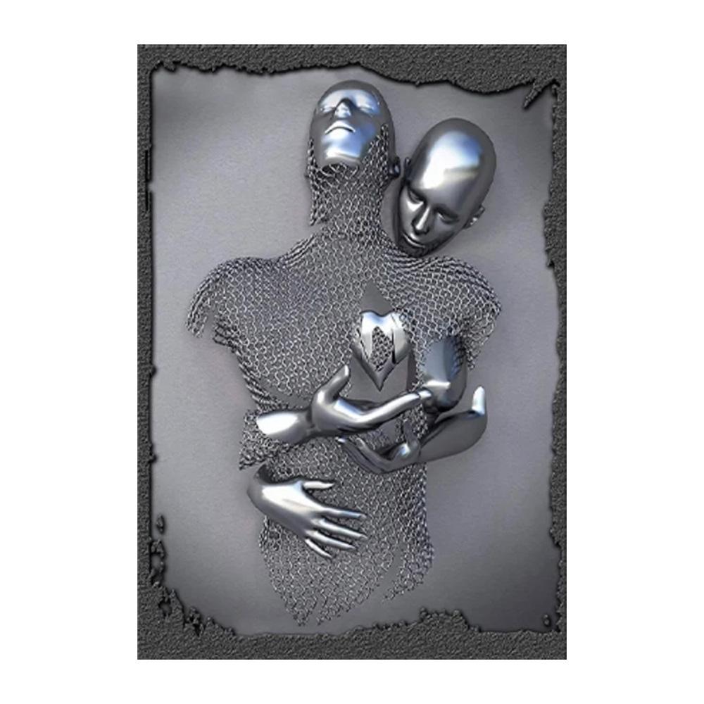 Metal Figure Statue Art Poster High Definition Printing Canvas Painting Prints Couple Sculpture Living Room Home Decor Picture