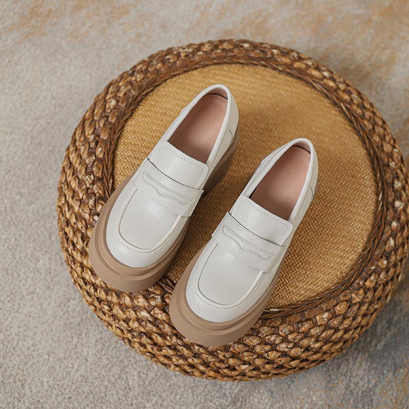 

Yuexinwang натуральная кожа плоская для женской обуви Huizhou виноград мать те же туфли толстые подошвы увеличивают высоту универсальные осень и зима маленький le 33 абрикосовый