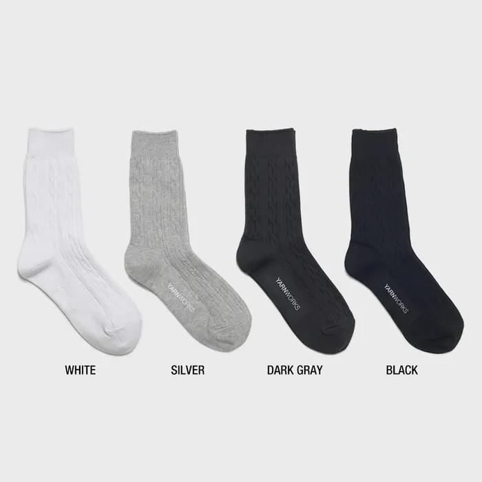 [Mono Color 4-Pack] work#basic cable / Basic Cable Fashion Socks
