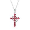 Multi-Color Birthstone Diamond Cross Necklace - Retro Religious Clavicle Pendant Gift