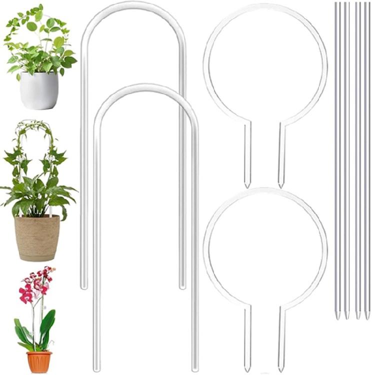 8pc Contemporary Acrylic Flower Stand System Combines U Shaped Circular Vertical Designs for Creative Garden Decoration