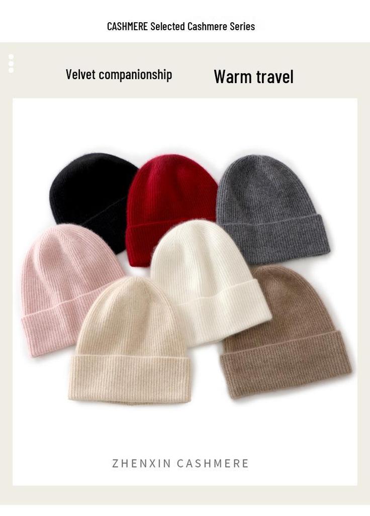 Unisex 100% Pure Cashmere Hat: Stylish, Warm, and Versatile Pull-On Design for Autumn and Winter