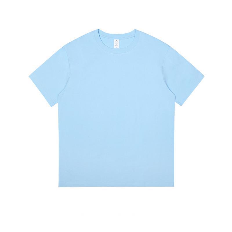 400g Heavyweight Pure White Long-Staple Cotton Summer Short-Sleeve Loose Crew Neck Base Layer T-Shirt