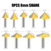 Professional Efficient 8mm Shank V Flute Router Bit Carbide End Mill For Diverse Woodworking Needs Smooth Wood Cutting