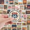 Set of 50 Waterproof Vintage Theme Stickers Commemorating the 100th Anniversary of Route 66's Opening.