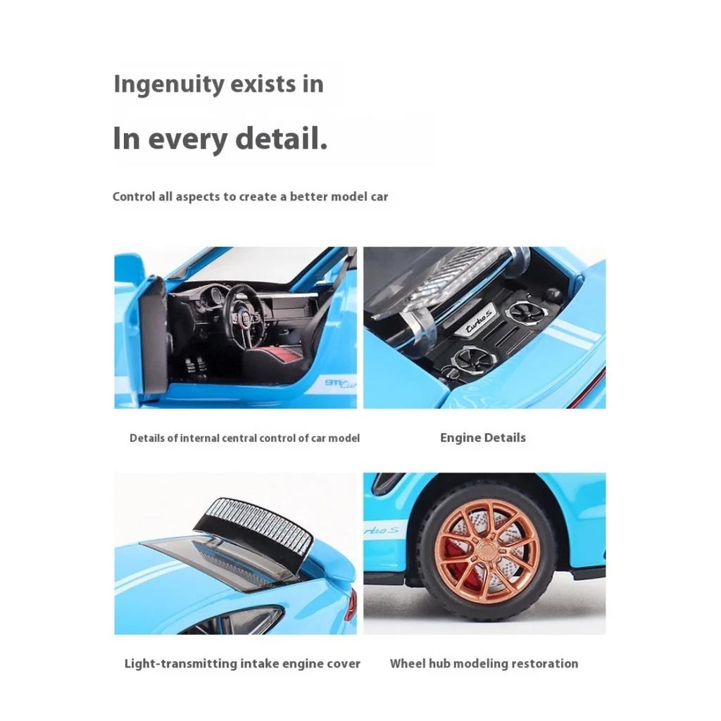 Simulation 1/32 Scale Porsche 911 Turbo S Alloy Racing Car Diecast Metal Model Children's Toy Kids Gift Birthday Present for Boys