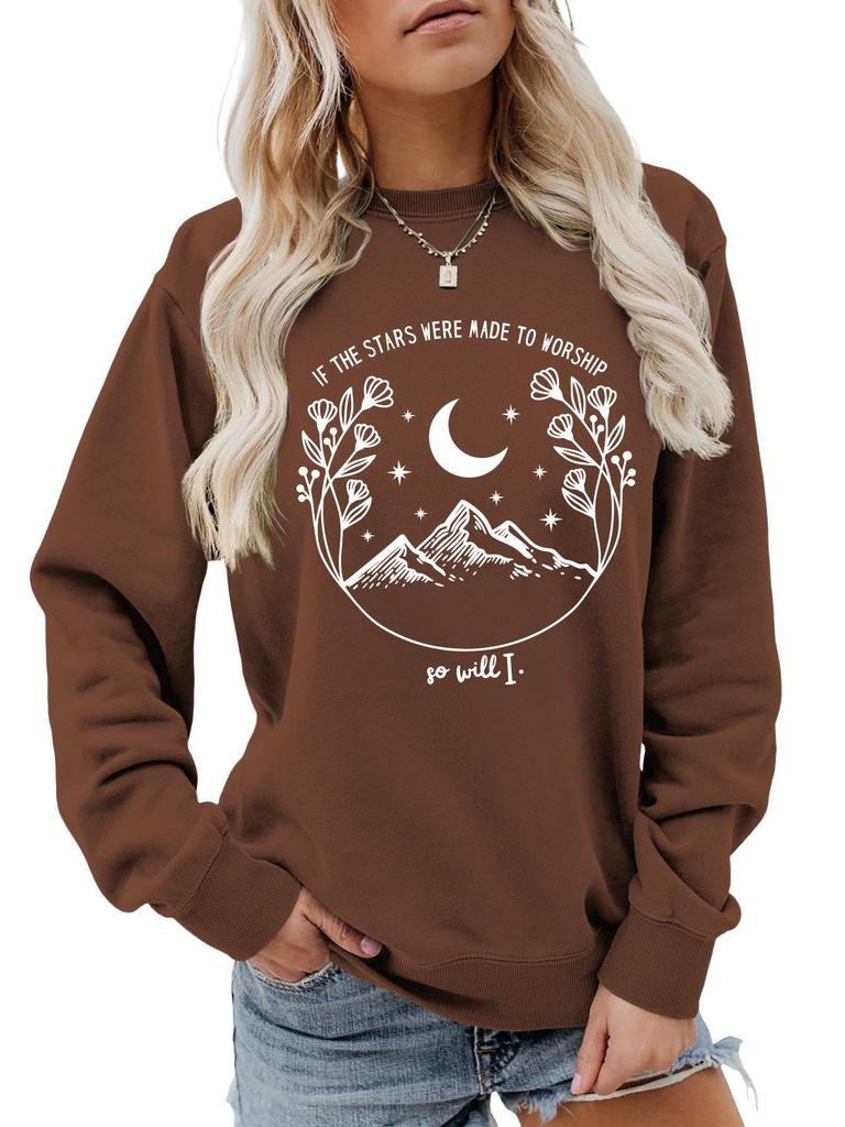 Women's Fashion Starry Round Neck Hoodie