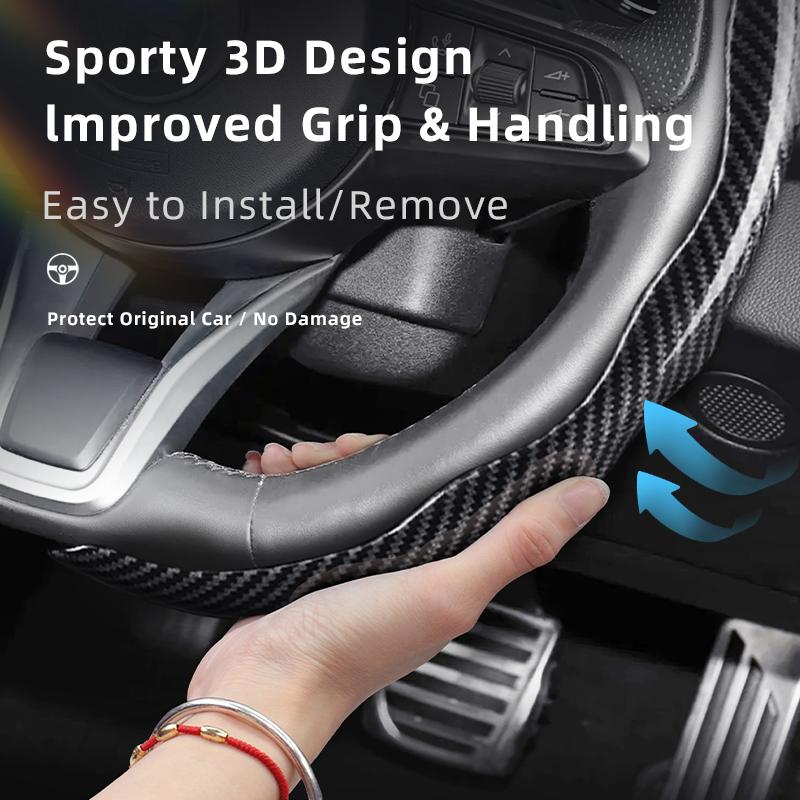 Suitable for Alfa Romeo Carbon Fiber Texture Steering Wheel Cover Snap-On Wave-Shaped Sports Design Protective Case Giulia 952 Stelvio 