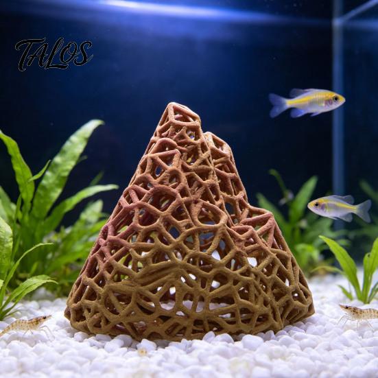Saltwater Tank Ornament Aquarium Mountain Shrimp Hide, 3D Printed Hollow Mountain, Small Fish Landscaping Supplies Hideout Cave, Shelter for Betta