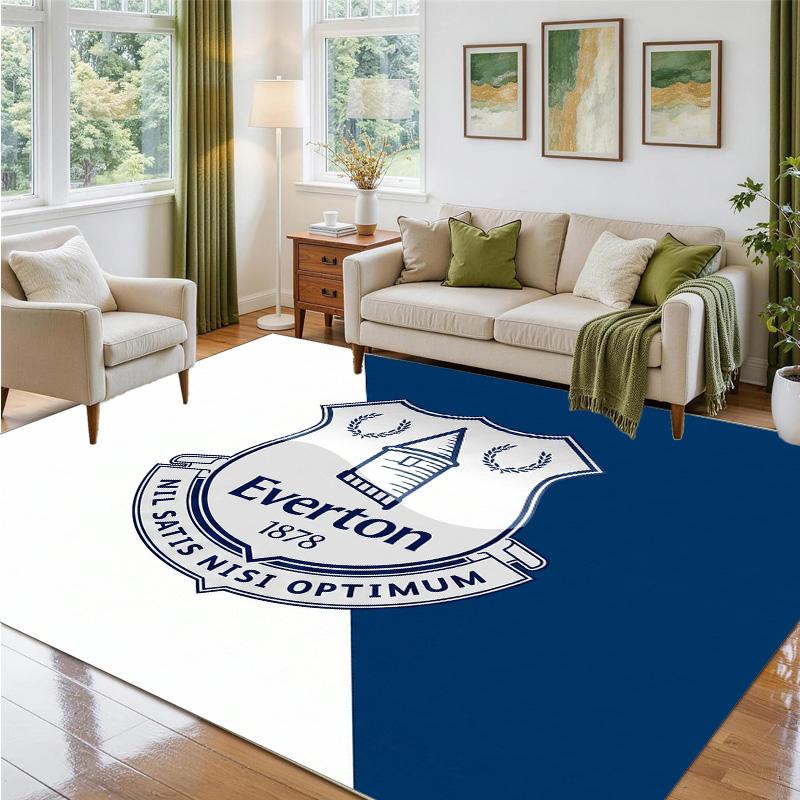 Everton Football Design Crystal Velvet Rug Soft Decorative Mat for Bedroom Entrance