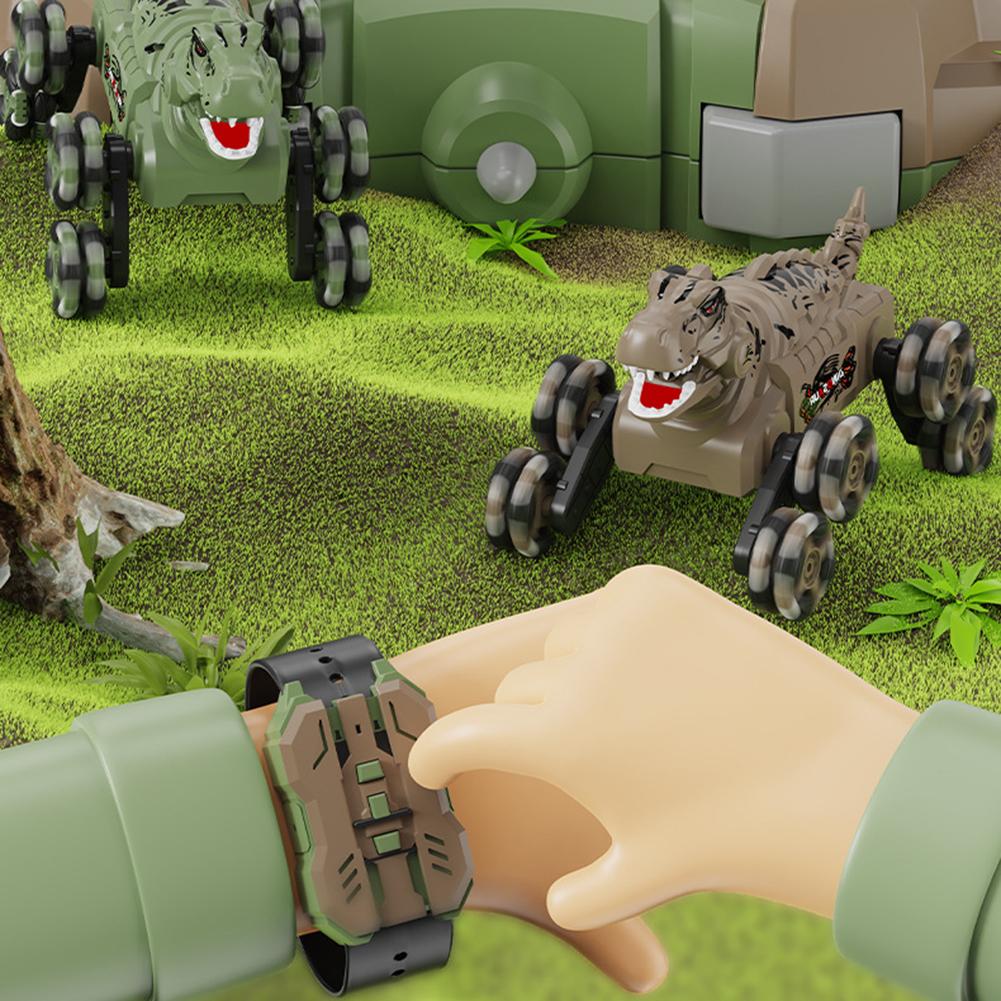 2.4G Dinosaur Remote Control Car 8-wheel 4WD Stunt Off-road Vehicle With Spray Light Dinosaur Toys For Kids