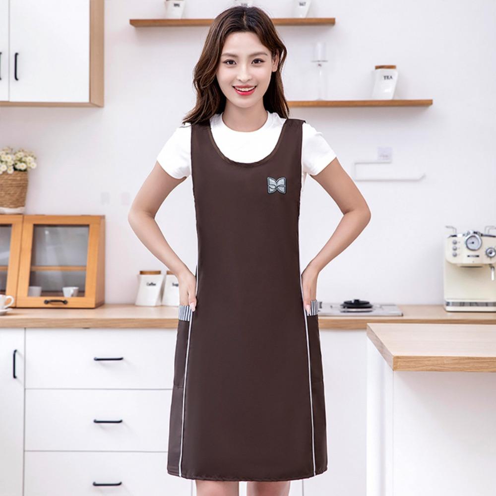 

Solid Color Kitchen Vest Apron Waterproof Catering Work Clothes for Home Kitchen кавовий