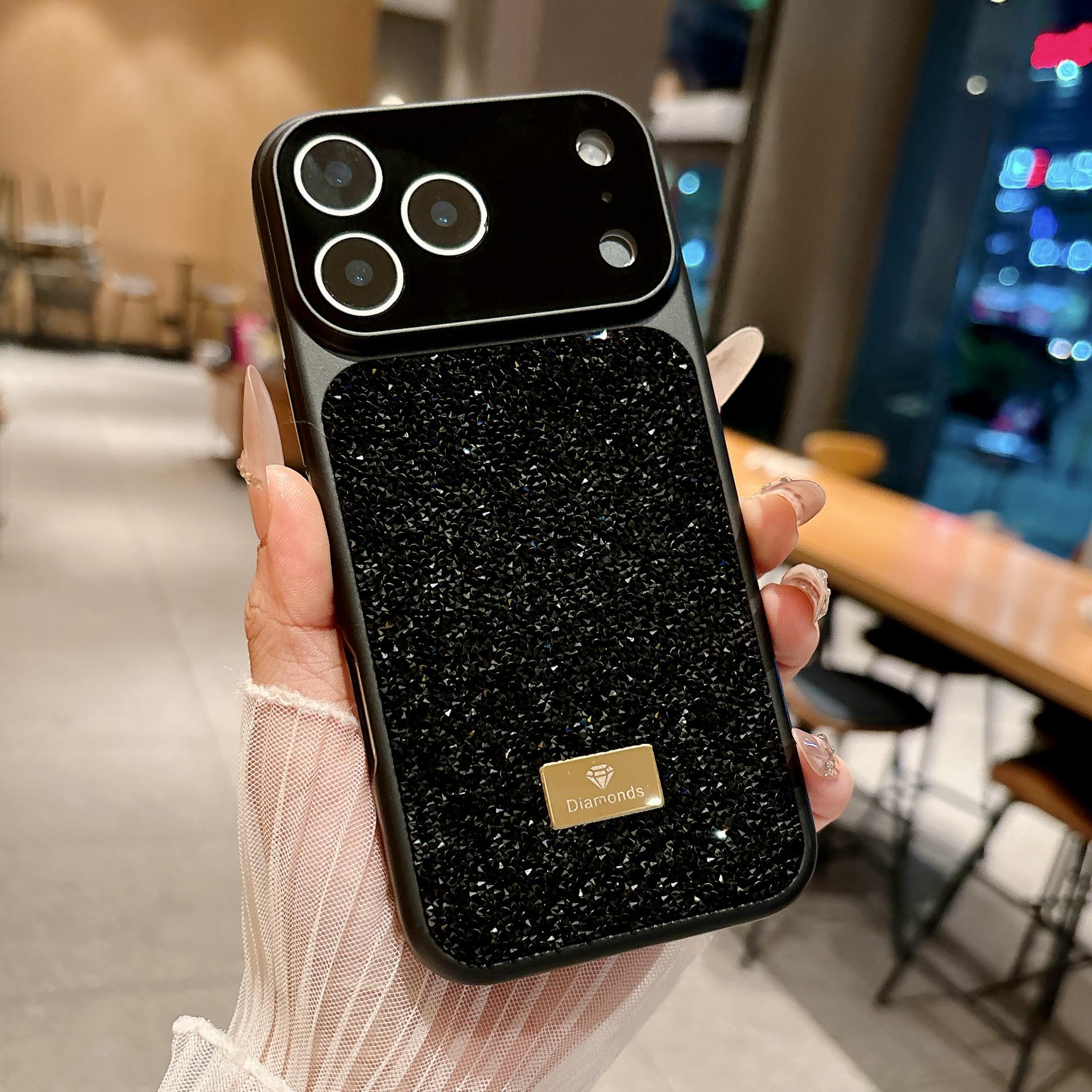 

Luxury Rhinestone Phone Case for Apple 17ProMax/iPhone15 with Corning Glass 17 Pro Max чёрный