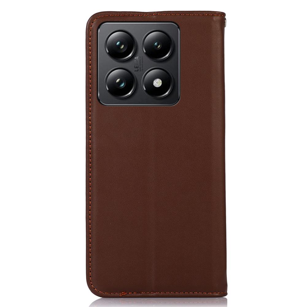 KHAZNEH For Xiaomi 14T Case Genuine Cow Leather Wallet Phone Cover Nappa Texture